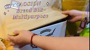 AOSION Metal Bread Box for Kitchen Countertop, All-In-One Large Bread Boxes with Bamboo Cutting Lid, Bread Storage Fresher For Longer, White