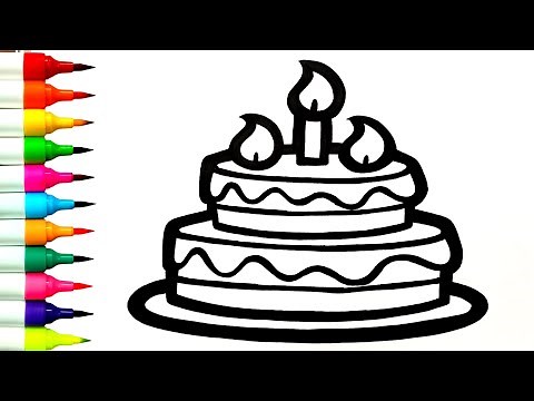 Birthday CAKE Drawing | How To Draw A Colourful Cake Easy Step By Step | Birthday Cake Drawing 🎂