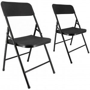 Chaises pliantes noires - Lot de 2 chaises pliables de jardin  - Structure en Acier - 150 kg - Fêtes - réceptions - pique-nique