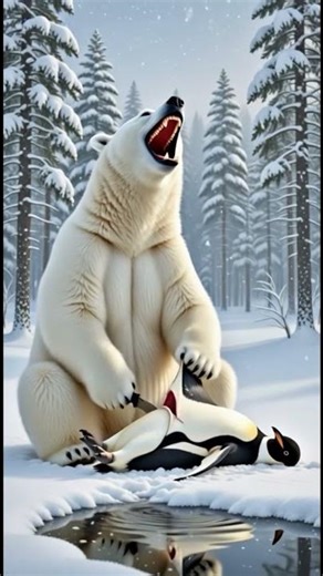 Bear eat lost penguin 😭#shorts