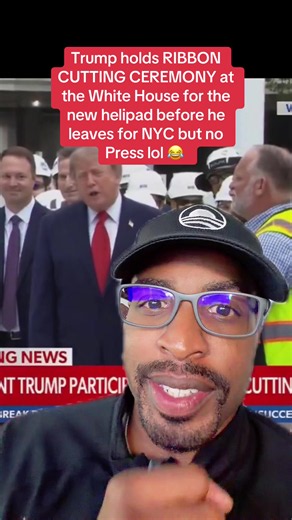 Trump holds RIBBON CUTTING CEREMONY at the White House for the new helipad before he leaves for NYC but no Press lol 😂