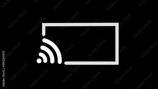 Cast App Logo Simple Outline Icon Animation. Wireless Screen Casting Thin Line Icon Motion. Screen Cast Symbol Minimal Outline Animation