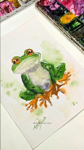 How to Paint Watercolour Frog with Ease | Watercolor Tips #watercolor #painting #frog #artshorts