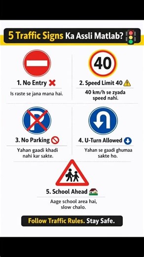 5 Traffic Signs Ka Asli Matlab 🚦 | Yaatayat Ke Niyam Samjho #rules