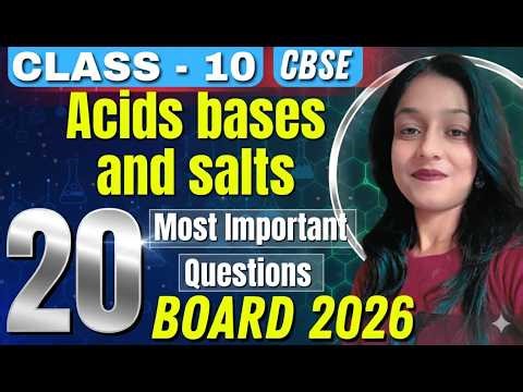 Science Important Questions Class 10 CBSE 2026 🔥 | Chapter 2 Acids, Bases and Salts | Most Expected