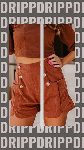 Clay Button Decor Scalloped Edge High Waist Corduroy Shorts