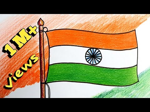How to draw INDIAN FLAG step by step/Easy FLAG drawing/crayon colour drawing/