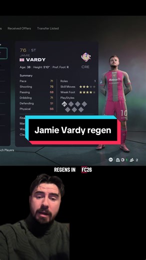 Find Jamie Vardy's Regen in FIFA Career Mode