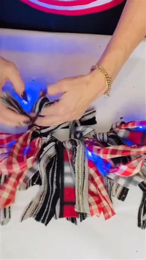 ✨ Quick & easy Dollar Tree rag garland: just cut up a scarf or any fabric you have on hand, tie it onto twine, add lights—and you’ve got the perfect cozy holiday touch! 🎄🧣 | Olivia's Romantic Home DIY