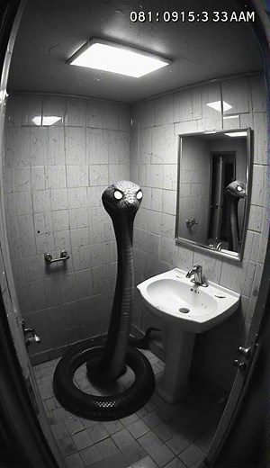 CCTV security camera footage from bathroom#animals