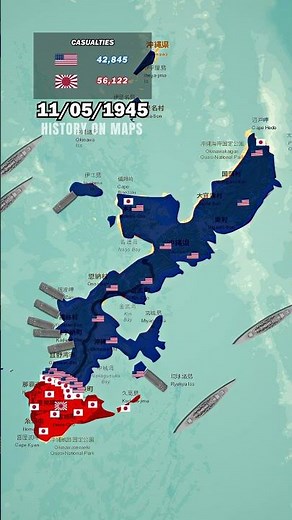 Battle of Okinawa (1945) in 1 minute using Map #history #asia #news #ww2 #map