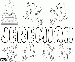Jeremiah, English name coloring page printable game