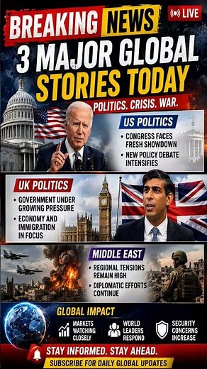 "Breaking News: 3 Major Global Stories Today - Politics, Crisis, War | US, UK, Middle East Updates"