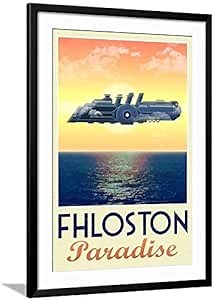 ArtEdge Fhloston Paradise Retro Travel Wall Art Print, 36x24, Black Frame/Soft White Mat