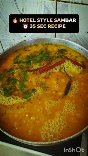 🔥 Hotel Style Sambar Recipe in 35 Seconds 😍 | Easy South Indian Food #shorts #sambarrecipe #sambar