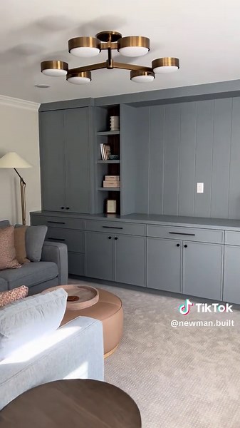 Cozy Entertainment Center with Custom Cabinets