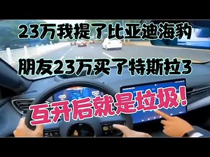23万我提了比亚迪海豹，朋友23万买了特斯拉3，互开后就是垃圾