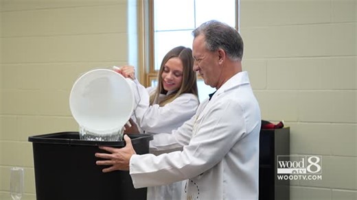 WOOD TV8 on Instagram: "The Storm Team 8 Weather Experience is bringing forecasting into West Michigan classrooms. The high-energy, interactive program is returning in person for the first time since the pandemic. Storm Team 8 Chief Meteorologist Ellen Bacca teaches local third graders all about our weather, including snow, wind, tornadoes and lightning. Ellen uses experiments to show kids how weather phenomenon work, like using balloons to simulate lightning, creating a giant cloud in the class