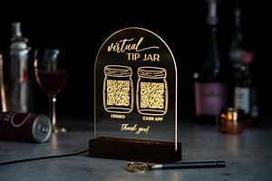 Arched QR Code Sign & Light up LED Stand (virtual Tip Jar) - Scan for Tips Payment Venmo Paypal Cashapp, Restaurant Bars Bartender Sign - Etsy
