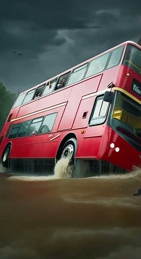 Bus Tingkat Merah Lawan Derasnya Banjir #banjir