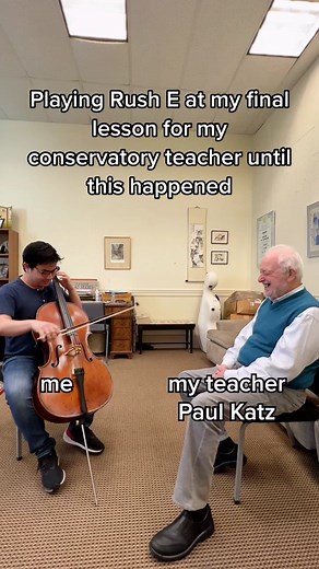 I played Rush E for my teacher in my final lesson, and this is what happened! I’m going to miss him :( #cello #cellotok #rushe #classicalmusic
