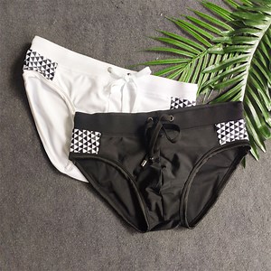 [Hot Item] Padded Men Side Print Triangle Drawstring Low Waist Bikini Swimwear