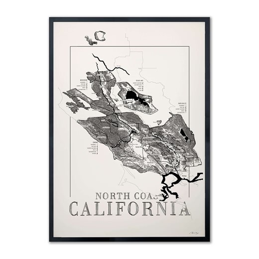 North Coast California Wine Region Map Poster - Etsy