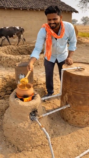 💥When gas is not available, cooking with cowdung gas | Desi Jugaad Biogas Stove #DesiJugaad​ #Gobar