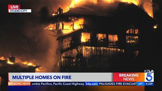 1.1M views · 8.4K reactions | #UPDATE: Crews knocked down the four-story structure fire that collapsed and spread to multiple homes in #StudioCity on Wednesday night. For live updates: https://ktla.com/news/local-news/structure-fire-erupts-in-studio-city-crews-work-to-contain-flames/ | KTLA 5 News | Facebook