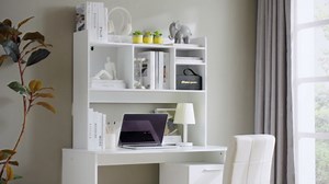 Desktop Bookshelf, Wooden Desk Storage Hutch with 5 Shelves, 3-Tier Desktop Display Organizer Rack for Office Home (Brown, 5 Shelves A)