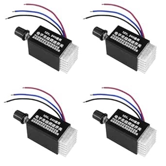 HHXS 4 PCS DC Motor Speed Controller Universal 12V 24V Electronic Stepless Speed & Brightness Regulator Switch with Heat Sink for Car Truck Fan Heater Evaporator Defroster and Bulb Control