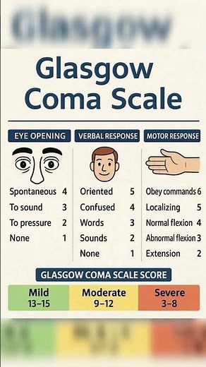 Glasgow Coma Scale (GCS) Quick Explanation | Eye👀, Verbal & Motor Response💪🏻 #shorts