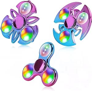 FIGROL Fidget Spinner, 3 Pack Led Light Up Fidget Spinners, Finger Toys Hand Fidget Spinner, Stress Relief and Anti-Anxiety Toys Hand Spinner for Kids