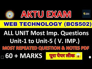 Web Technology Most Important Questions Aktu | Web Technology One Shot Notes All Unit WT |Aktu Exam