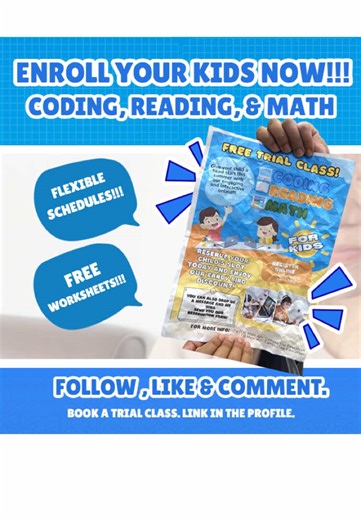 CampusTop Education’s enrollment is still on going! Book a FREE Trial Class now for your kids. We teach CODING, READING and MATH for Beginners to Advance levels! Link in the bio!!! #englishreading #scratchcoding #maths #kidsoftiktok #onlineclass