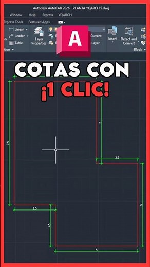 ✅ Cómo CREAR COTAS en AutoCAD con un Clic #yqarch #autocad