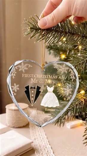 Personalised First Christmas Married Ornament for Couple