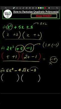 HOW TO FACTORISE QUADRATIC POLYNOMIAL(easy trick!!) 😱💯 #shorts #maths #shortsfeed