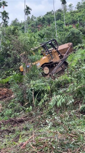 Bulldozer D6R XL in Action Conquering Mountain Terrain