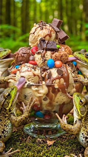 frogs eating food in the forest