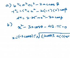An engine has a seven-inch connecting rod fastened to a crank (see figure). (a) Use the Law of cosines to write an equation giving the relationship between x and θ. (b) Write x as a function of θ(Select the sign that yields positive values of x .) (c) Use a graphing utility to graph the function in part (b). (d) Use the graph in part (c) to determine the total distance the piston moves in one cycle. | Numerade