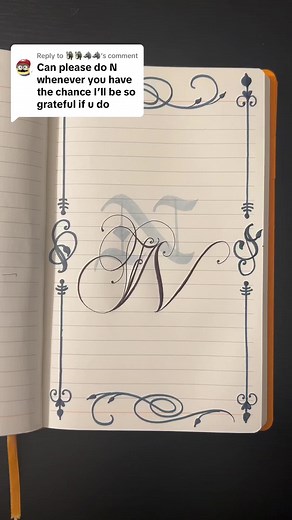Replying to @🧌🧌🐺🐺 Letter N #calligraphy #oldenglish #cursive #freestyle #writing #freehand #lettering #design #caligraffiti #fyp #art #N