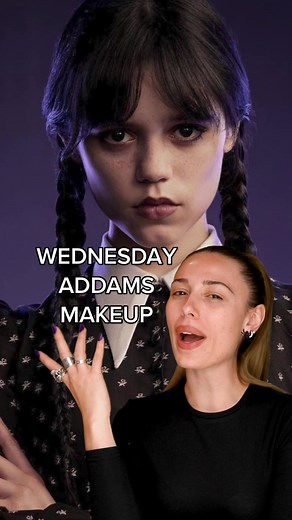 Wednesday Addams Makeup🦇🖤💄What will you be for halloween?! #makeup #beauty #wednesdayaddams #halloweenmakeup
