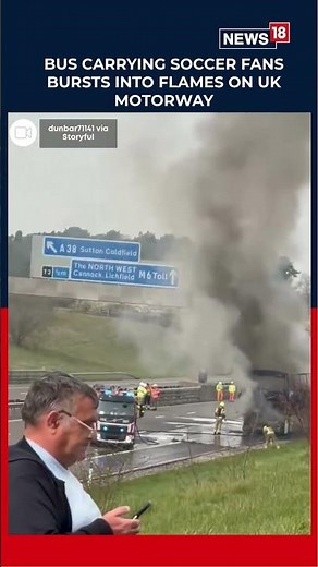 Double-Decker Bus ENGULFED in Flames on UK Motorway | N18S #shorts