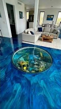 DIY Ocean Floor Epoxy & Built-in Aquarium Transformation | Concrete to Coastal Paradise! #viral