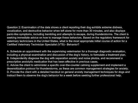 Certified Veterinary Technician Specialist VTS Behavior Free Practice Test And Answers Updated