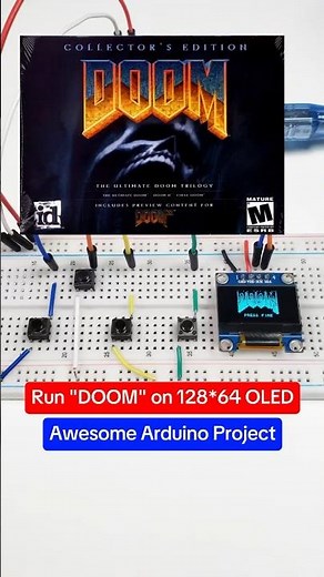 Playing Doom on Arduino UNO| OLED 128x64 #arduino #doom #electronic #arduino #diy #retrogaming