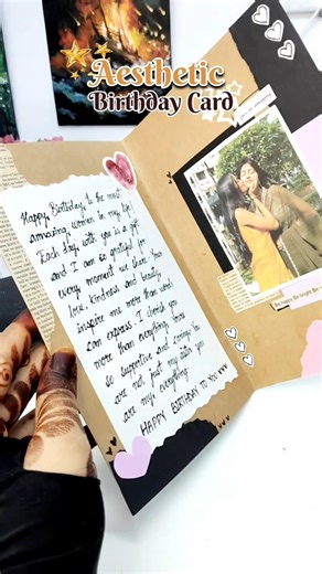 Aesthetic birthday card Idea 🎀#diy #aestheic #art #gift #birthday #birthdaycard #love #shorts #craft