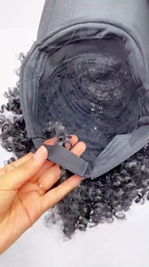 VAVANGA Black Baseball Cap with Short Afro Kinky Hair Attached - Synthetic Hair Afro Puff Kinky Curly Ponytail Extension Hat Wig for Black Women - 33#