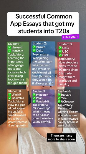 Successful common app essays from 2026 . . . #collegeapps #collegeadmissions #senioryear #highschool #fyp
